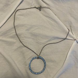 Blue and Silver Necklace with Circle Pendant